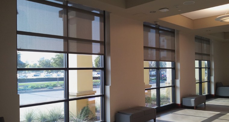 Lobby roller shades